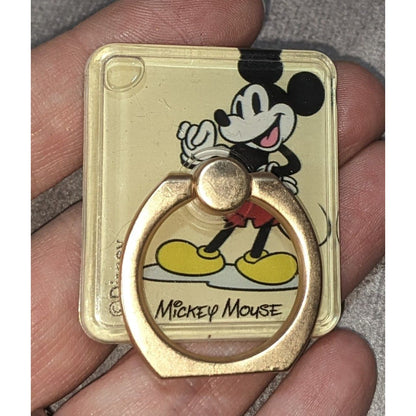 Disney Retro Mickey Mouse Gold Tone Phone Ring Grip 1 1/4 Inch Unused