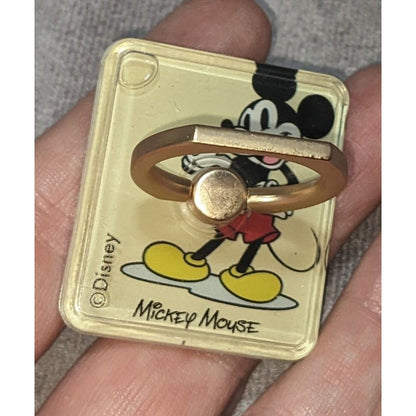 Disney Retro Mickey Mouse Gold Tone Phone Ring Grip 1 1/4 Inch Unused