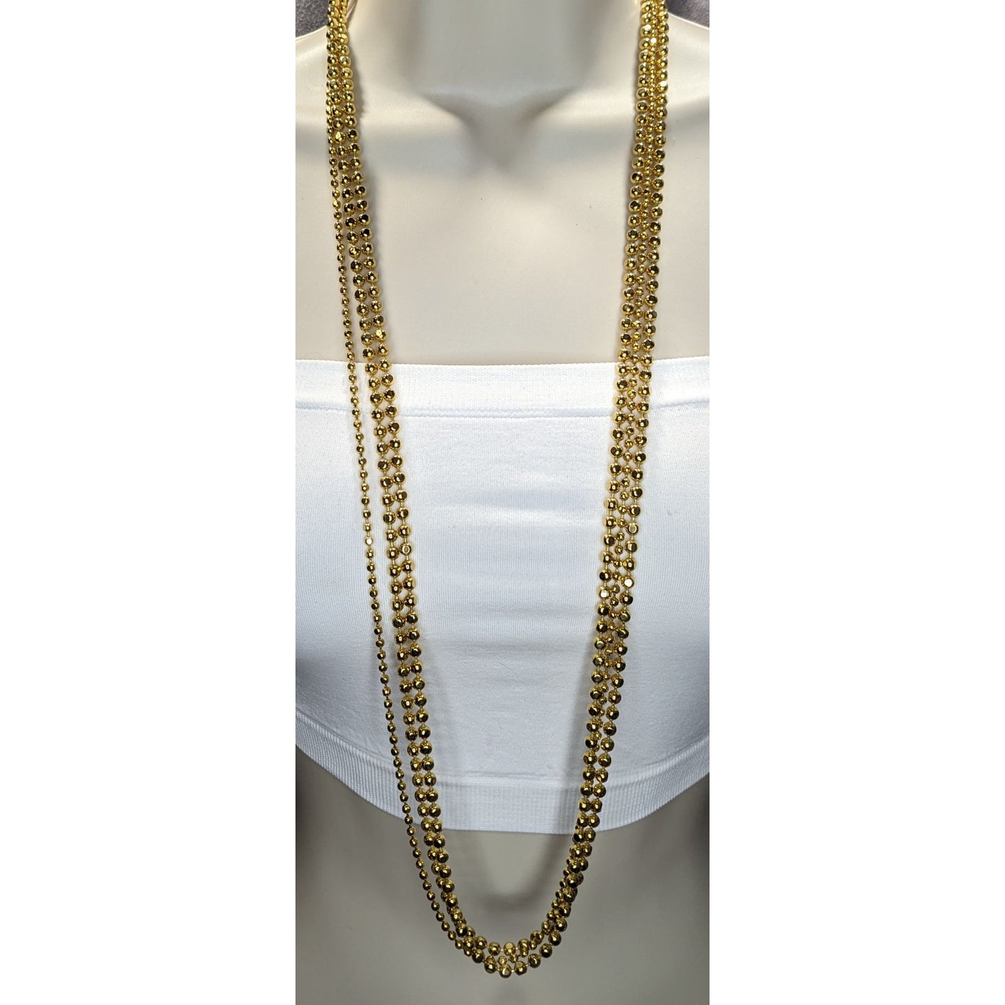 Vintage Glam Gold-Tone Ball Chain Necklace With Snap Lock Clasp