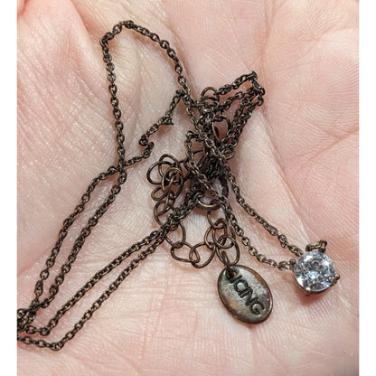 Icing Minimalist Y2K Copper Tone Necklace With Gem Pendant