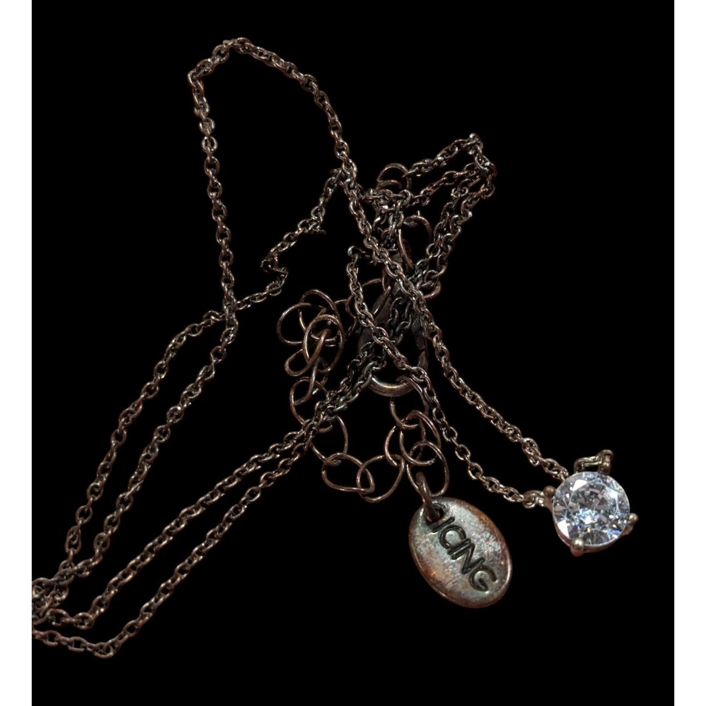 Icing Minimalist Y2K Copper Tone Necklace With Gem Pendant