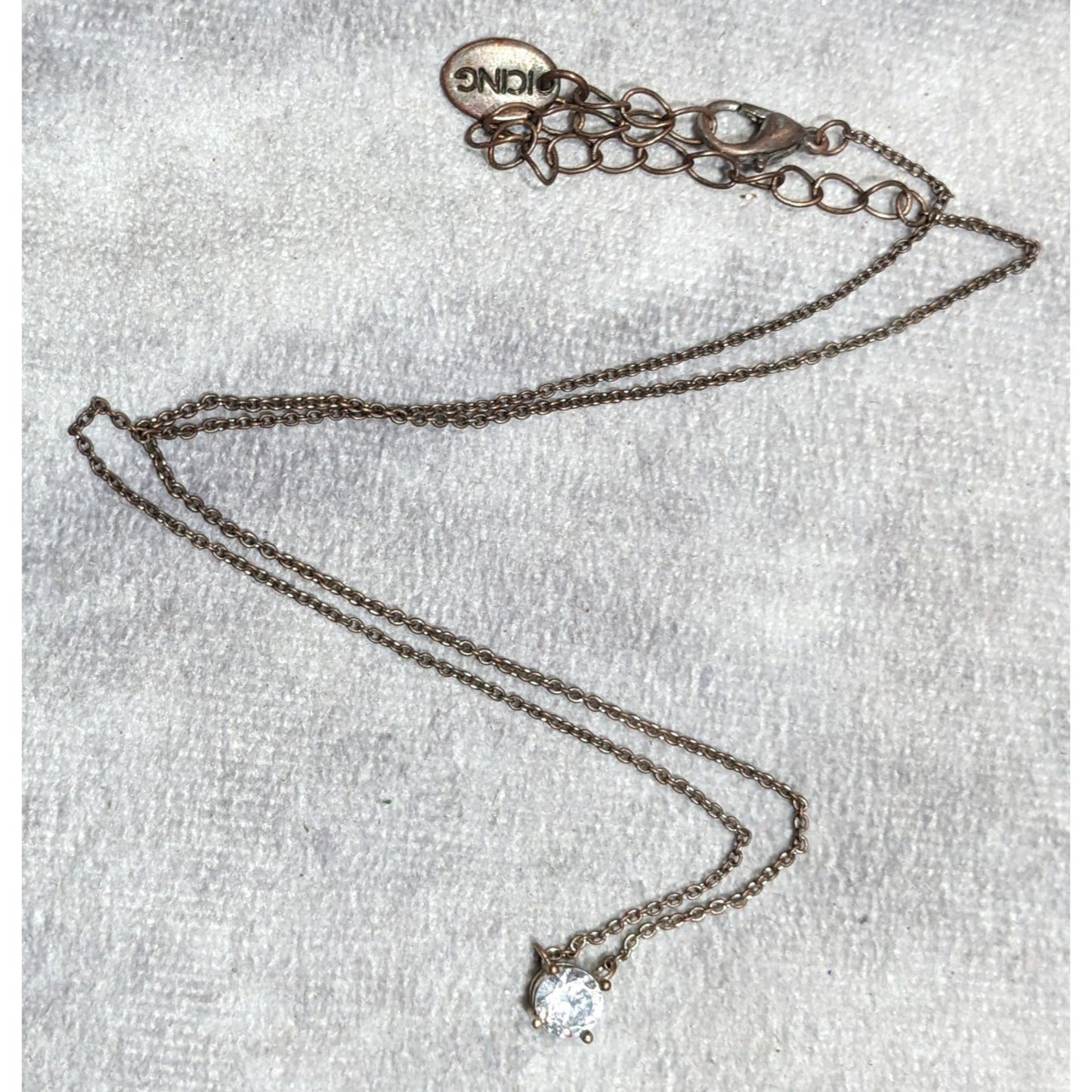 Icing Minimalist Y2K Copper Tone Necklace With Gem Pendant