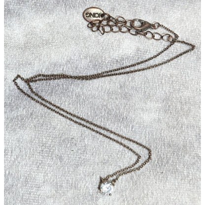 Icing Minimalist Y2K Copper Tone Necklace With Gem Pendant