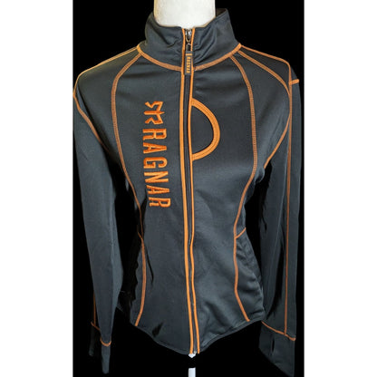Sporty Ragnar Ladies Black And Orange Full Zip Athletic Jacket