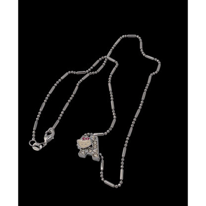 Hello Kitty Letter A Pendant Necklace 18KGP Chain 15" With Rhinestones & Enamel Charm