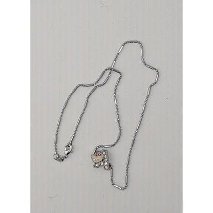 Hello Kitty Letter A Pendant Necklace 18KGP Chain 15" With Rhinestones & Enamel Charm