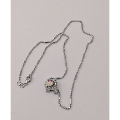 Hello Kitty Letter A Pendant Necklace 18KGP Chain 15" With Rhinestones & Enamel Charm