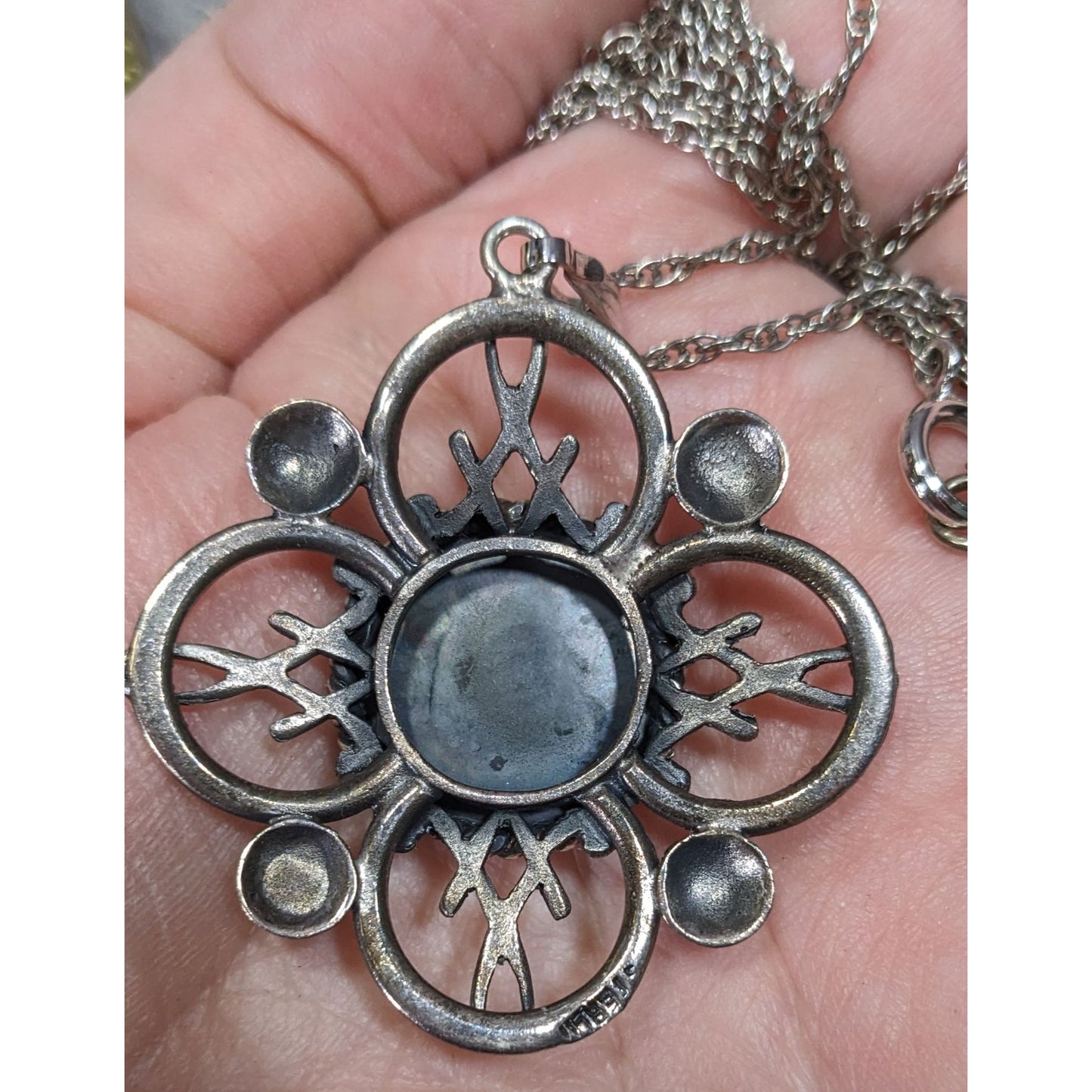 Vintage Amber Guild Sterling Silver And Amber Flower Necklace