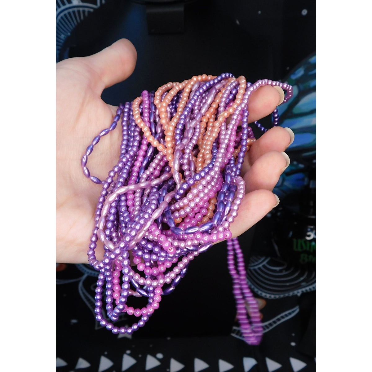 Mermaidcore Y2K Fairycore Purple Pink Multi Strand Beaded Statement Necklace