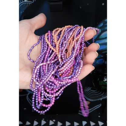 Mermaidcore Y2K Fairycore Purple Pink Multi Strand Beaded Statement Necklace