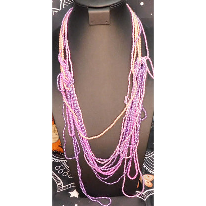 Mermaidcore Y2K Fairycore Purple Pink Multi Strand Beaded Statement Necklace