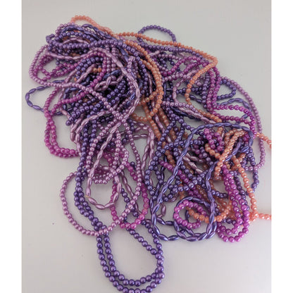 Mermaidcore Y2K Fairycore Purple Pink Multi Strand Beaded Statement Necklace