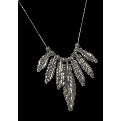 Silver Graduated Feather Charm  Necklace