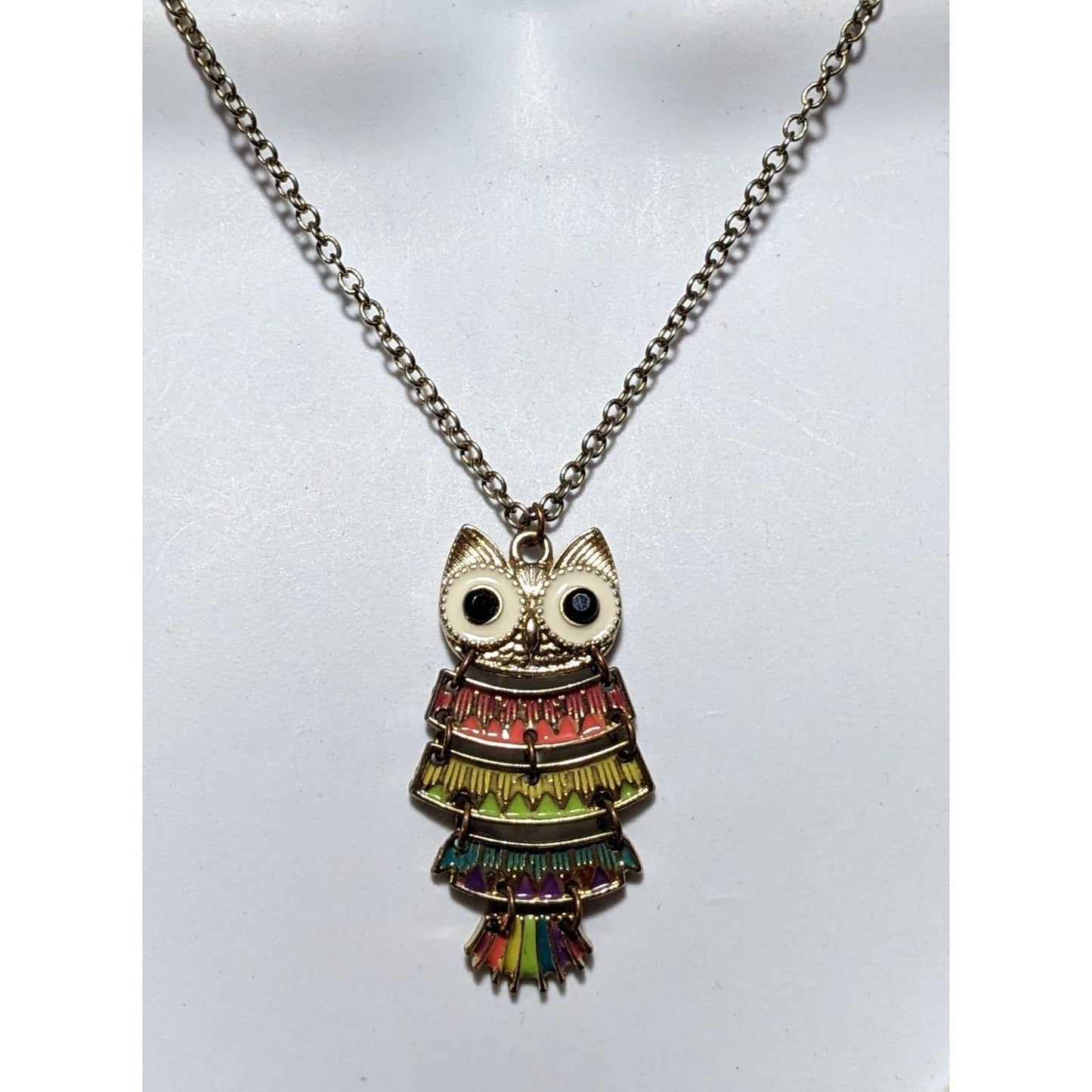 Rainbow Articulated Owl Necklace