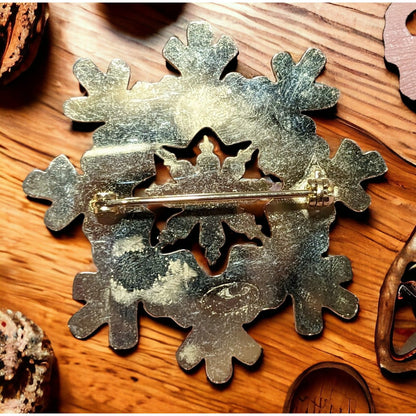 Rainbow Enamel Snowflake Brooch