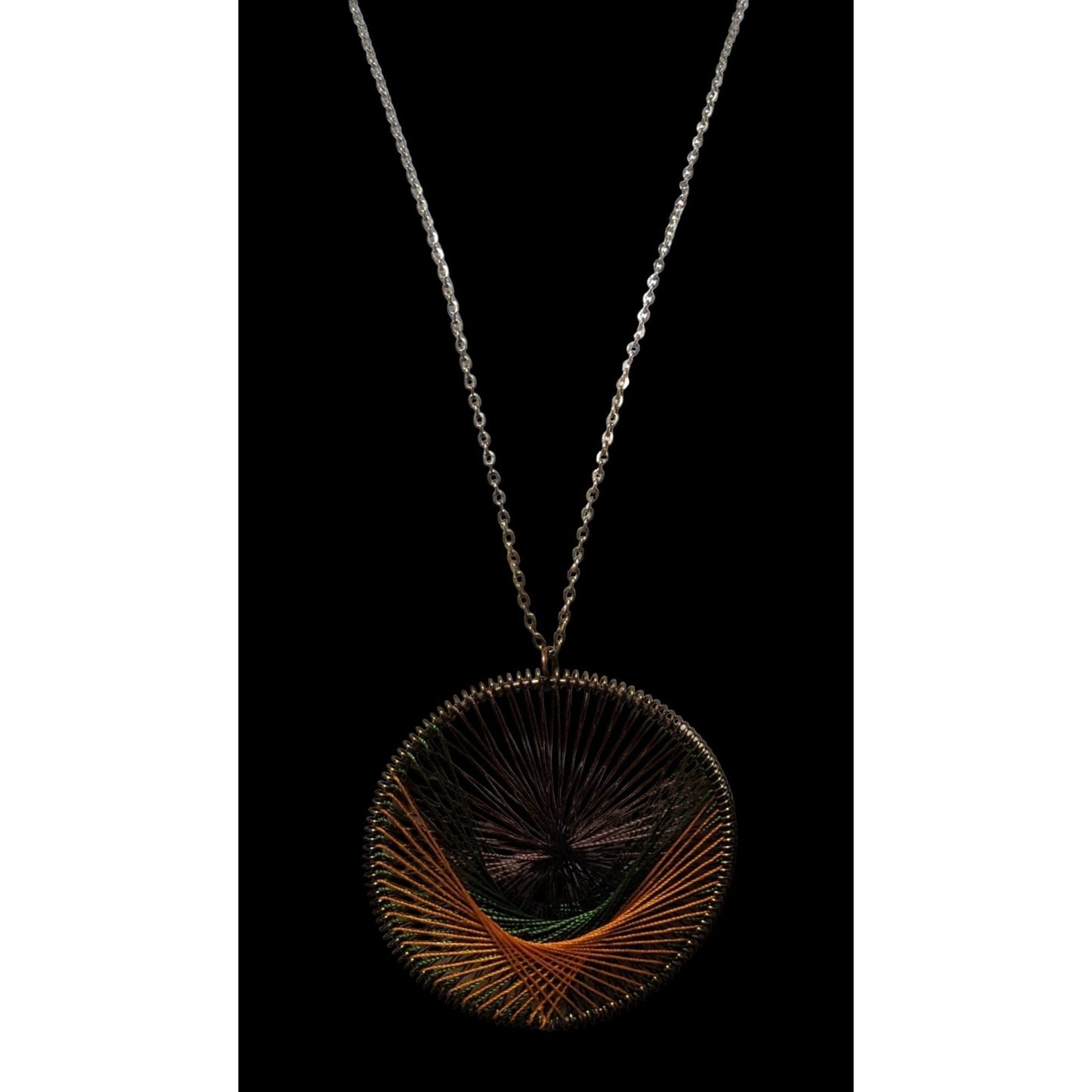 Earth Tone Macrame Threaded Pendant Necklace