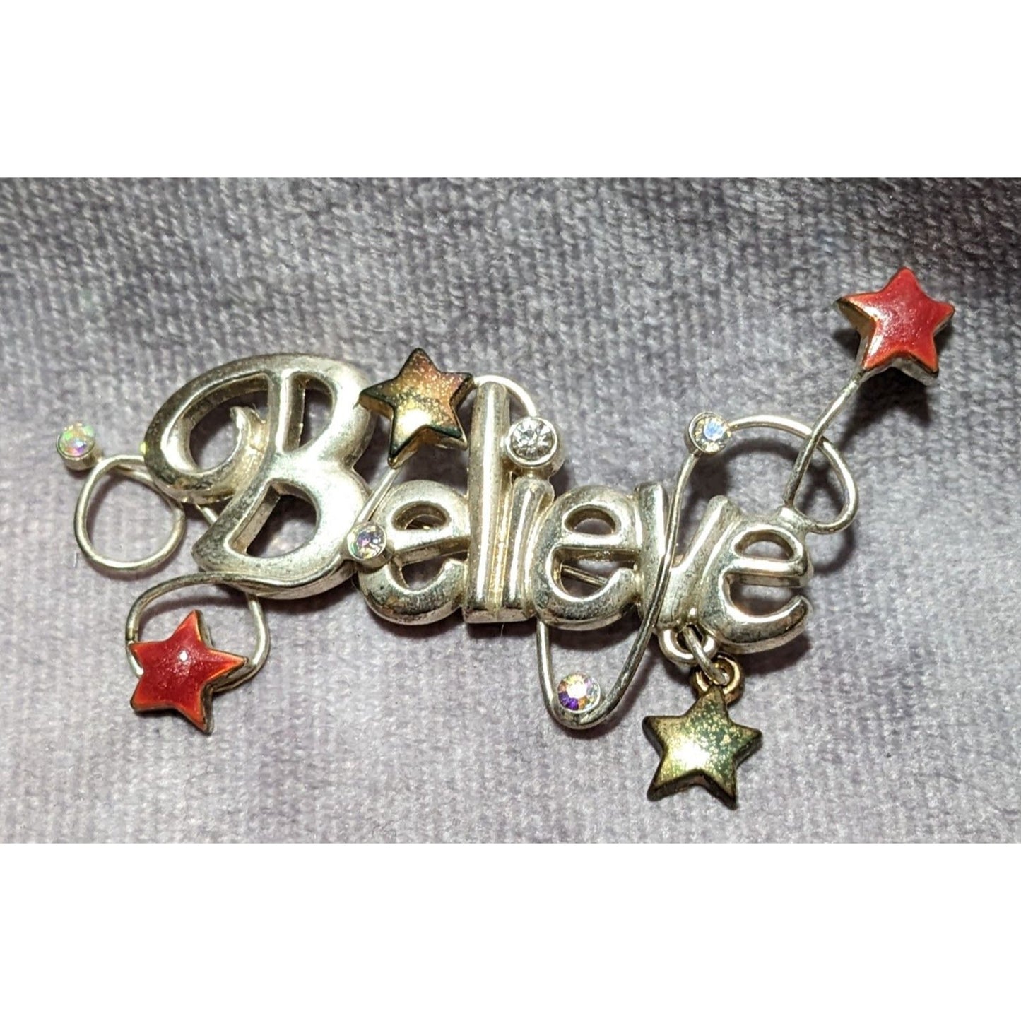 Believe Rhinestone Star Brooch