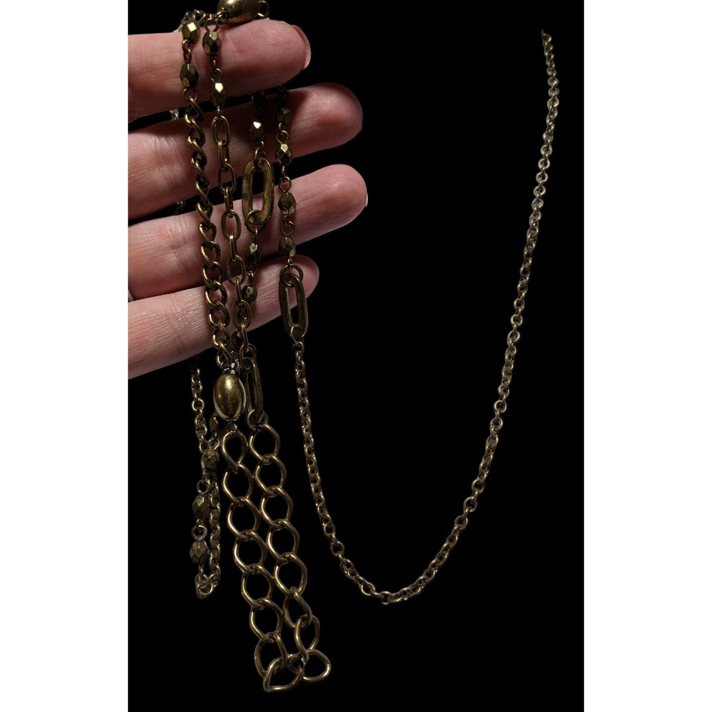 Retro Gold Abstract Beaded Link Necklace