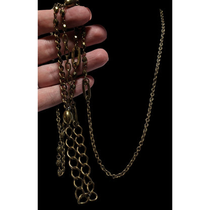 Retro Gold Abstract Beaded Link Necklace