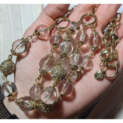 Talbots Gold And Clear Multilayer Statement Necklace