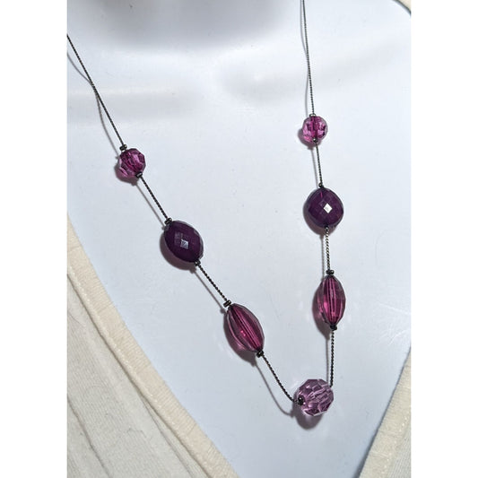 NY Purple Gem Beaded Necklace