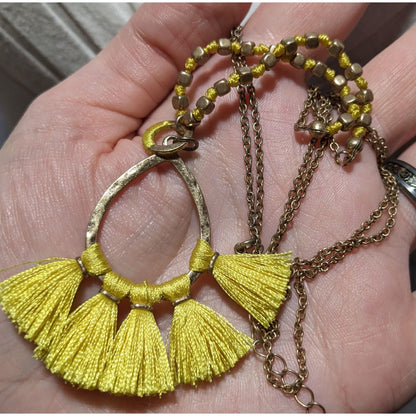 Yellow Tassel Pendant Necklace