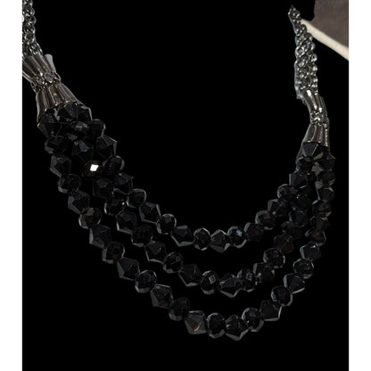 Glam Goth Multilayer Glass Beaded Necklace