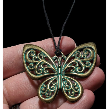 Steampunk Antiqued Butterfly Pendant Necklace