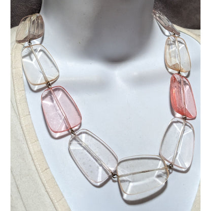 Chunky Pink And Clear Gemmed Statement Necklace