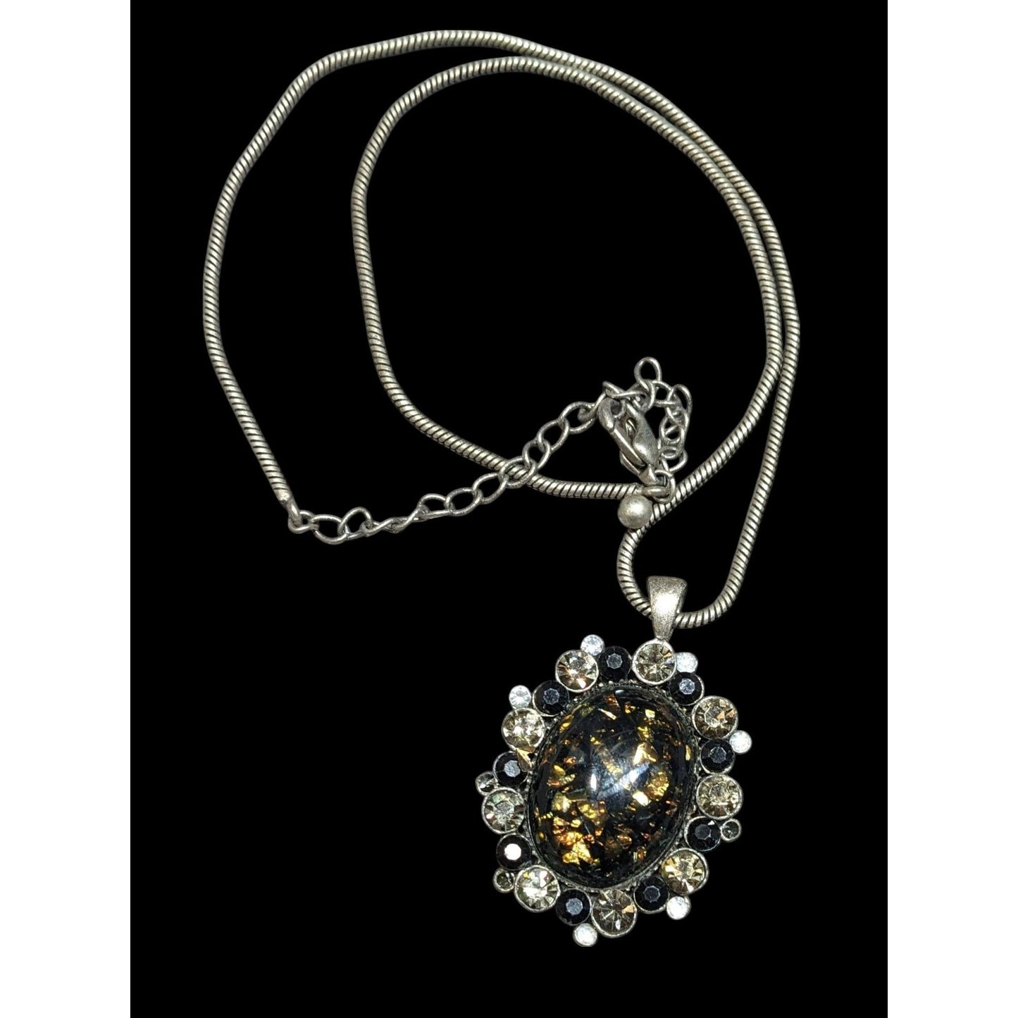 Gothic Victorian Style Faux Opal Pendant Necklace