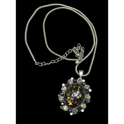 Gothic Victorian Style Faux Opal Pendant Necklace