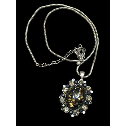 Gothic Victorian Style Faux Opal Pendant Necklace