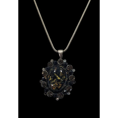 Gothic Victorian Style Faux Opal Pendant Necklace