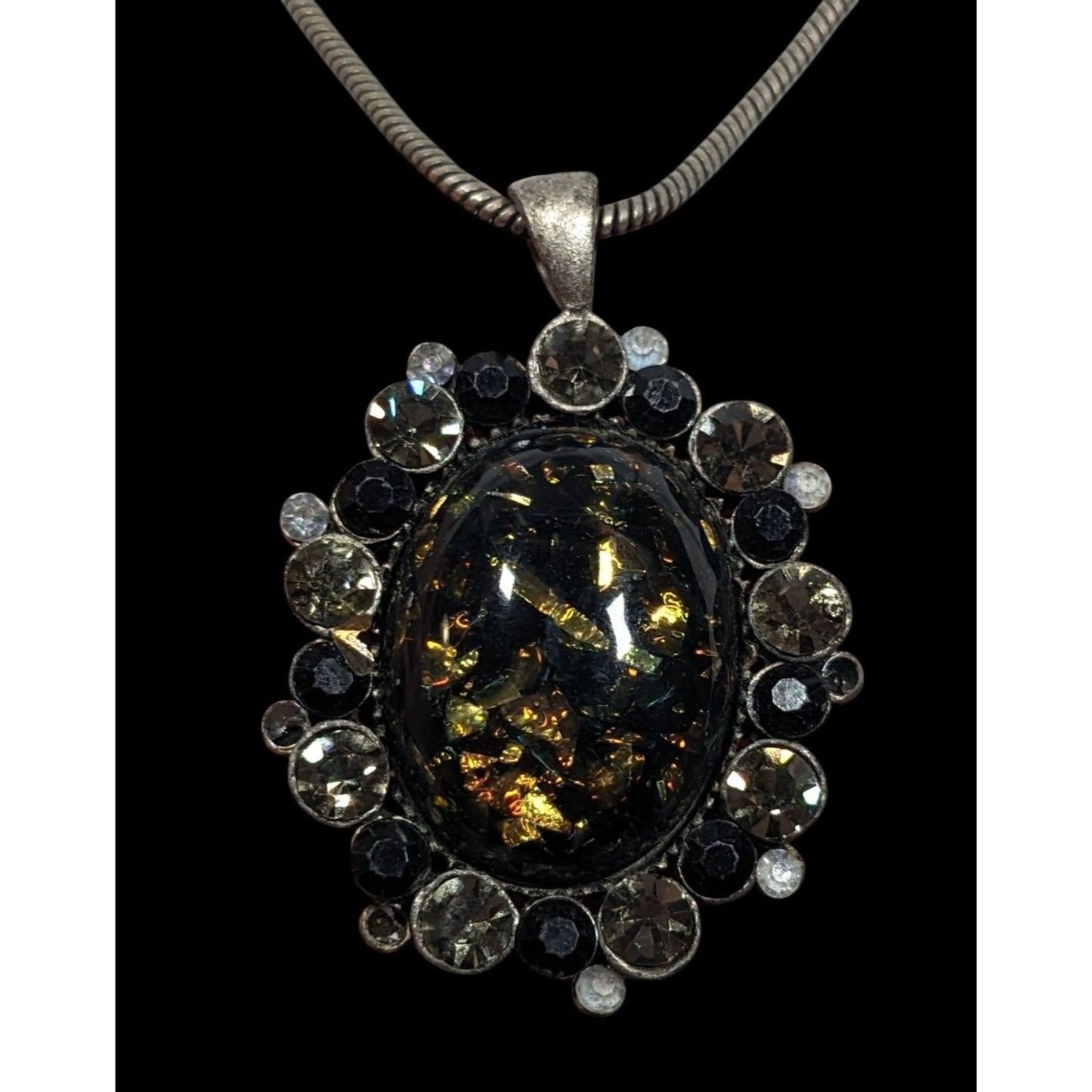 Gothic Victorian Style Faux Opal Pendant Necklace