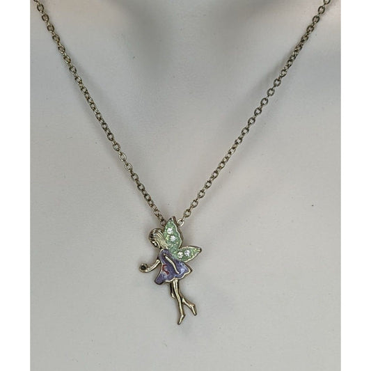 Fairycore Whimsical Enamel Fairy Rhinestone Pendant Necklace