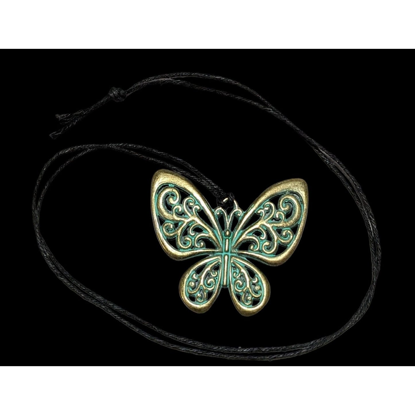 Steampunk Antiqued Butterfly Pendant Necklace