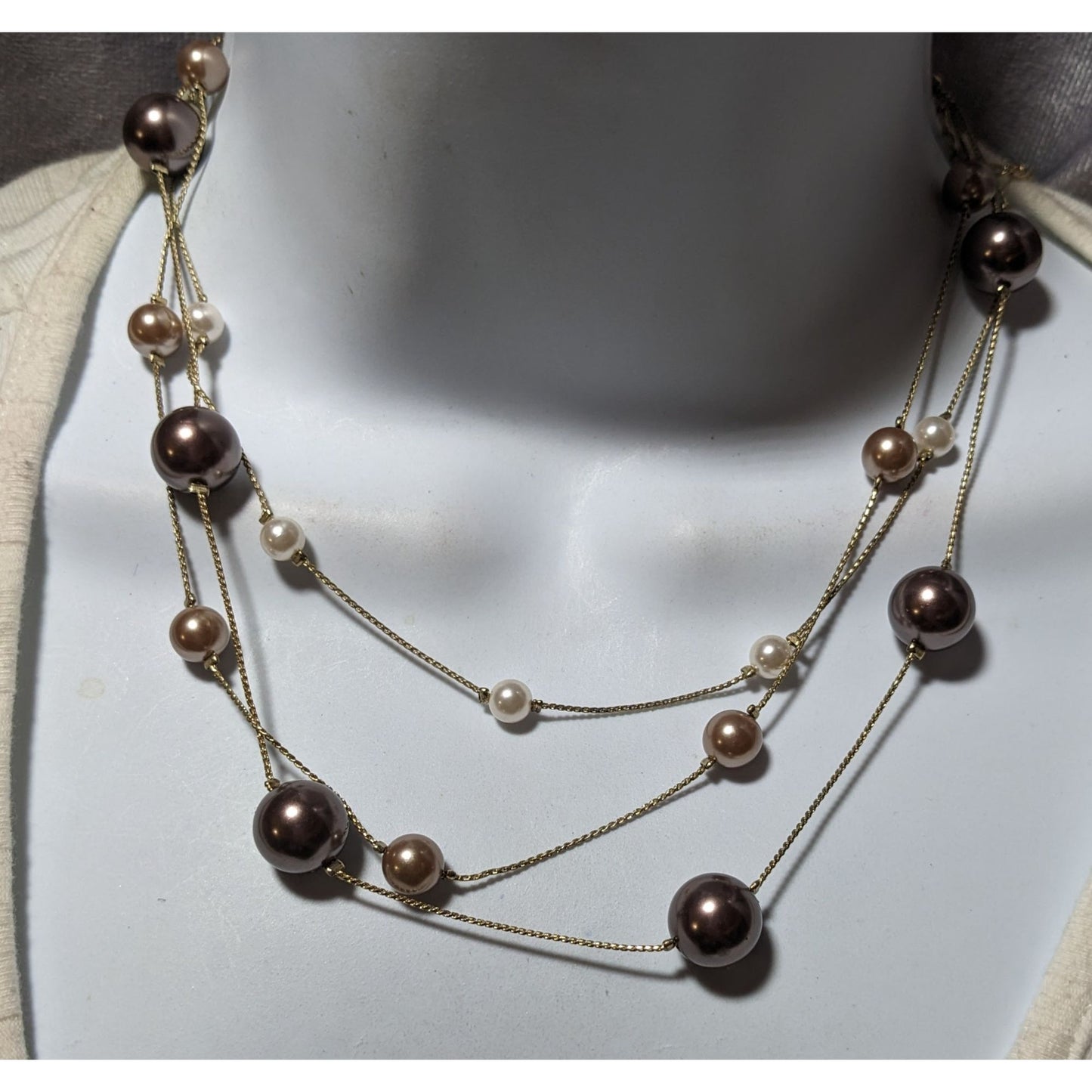 Roman Multilayer Floating Pearl Necklace