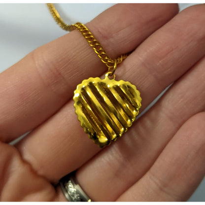 Gold Slotted Heart Necklace And Earring Set