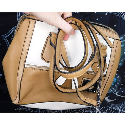 G By Guess White And Tan Bag With Removeable Strap