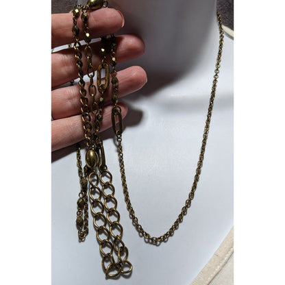 Retro Gold Abstract Beaded Link Necklace