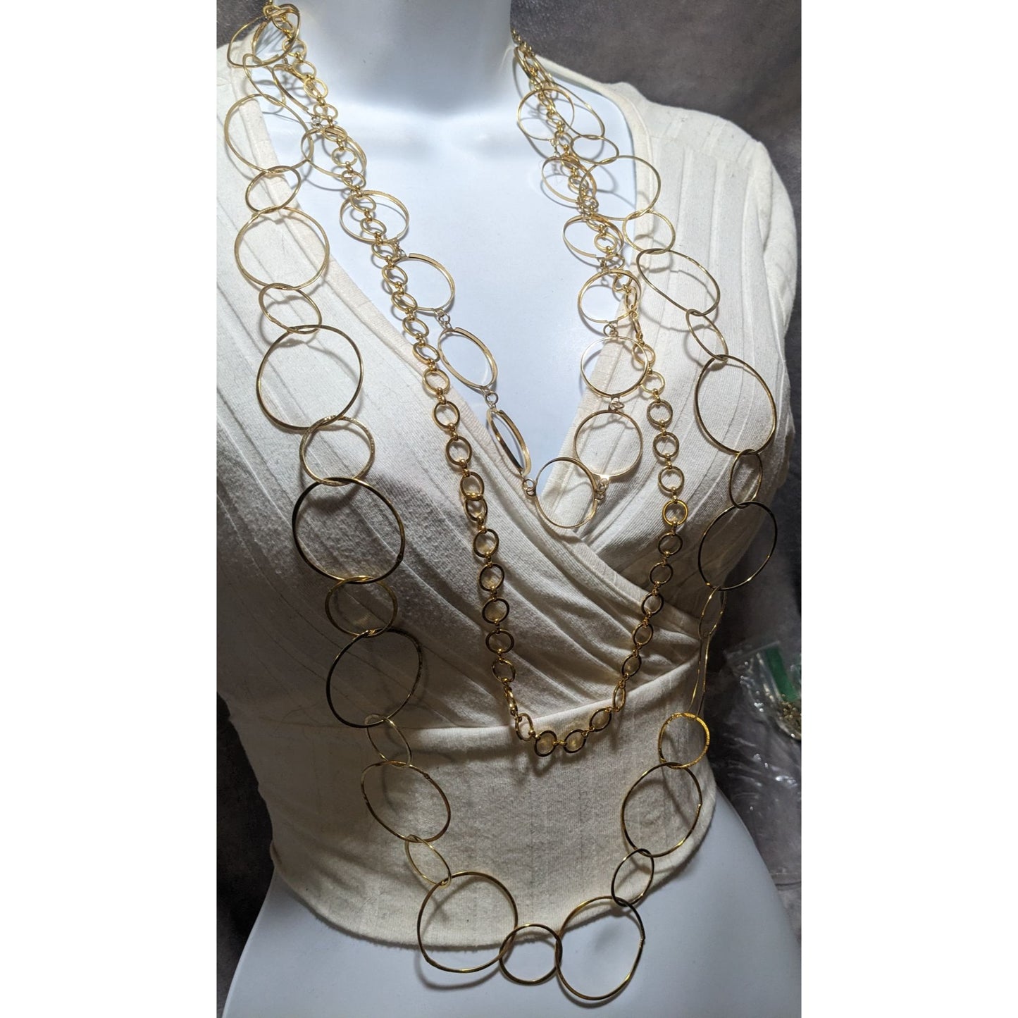 Yochi NY Multilayer Gold Ring Statement Necklace