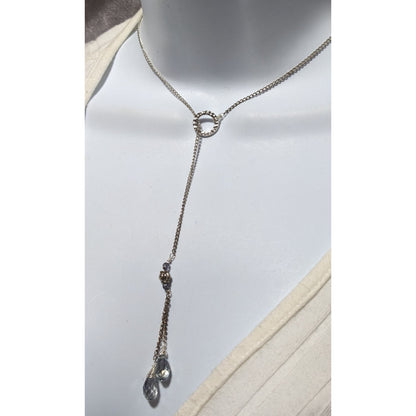 Silver Glass Lariat Necklace