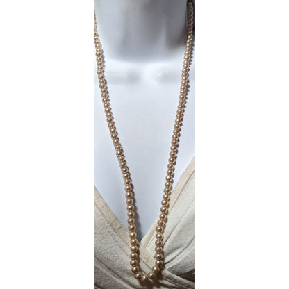 Vintage Tan Faux Pearl Beaded Necklace