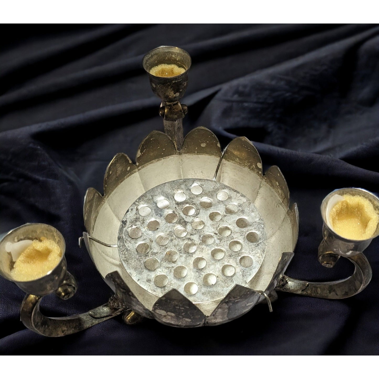 International Silver Company Silver Plated Lotus Candle Holder