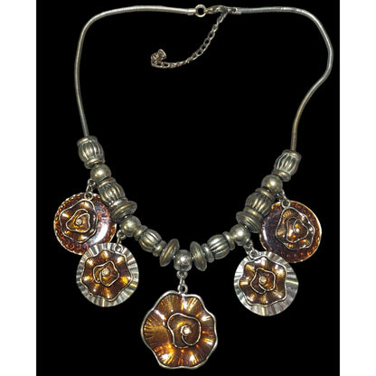 Abstract Floral Medallion Statement Necklace