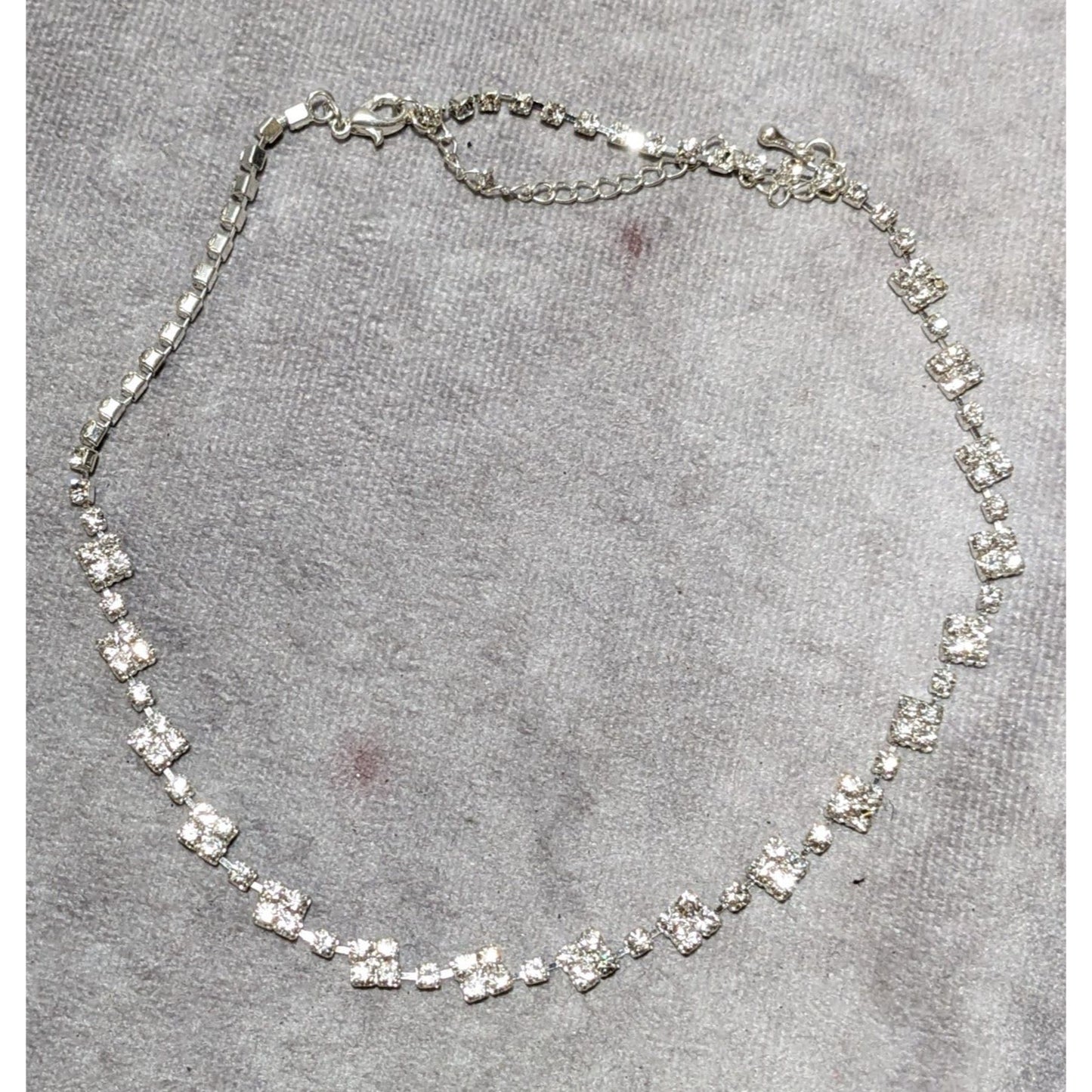 Elegant Glam Geometric Silver Rhinestone Necklace