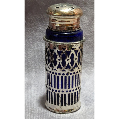 Vintage Rogers Silver Plate Cobalt Glass Salt Shaker