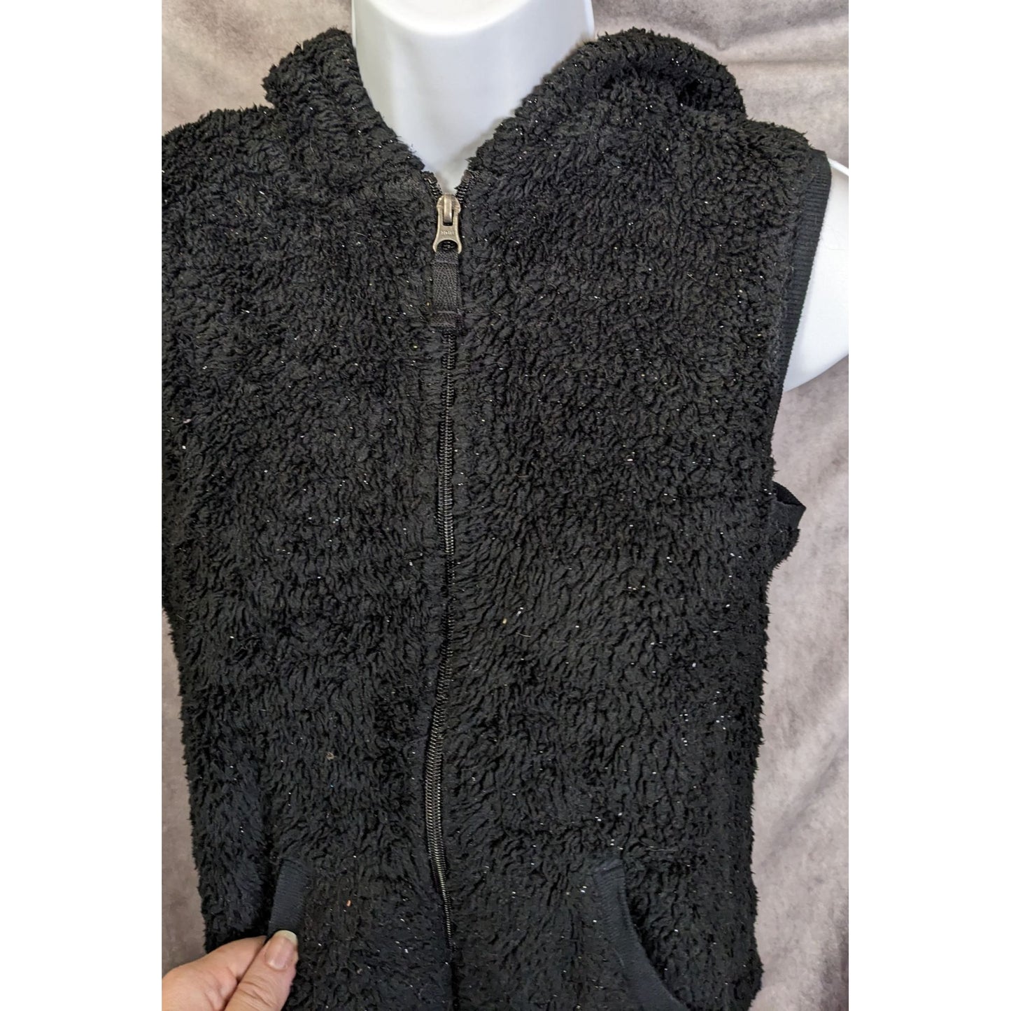 Circo Black Sparkle Sherpa Bear Hooded Vest