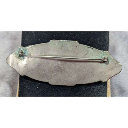 Vintage Floral Repousse Silver Tone Brooch