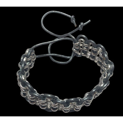 Leather Woven Rolo Chain Bracelet